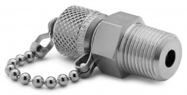 Ralston QTFT-3MS0 Male NPT x Male Quick-Test Adapter with cap and chain, 0.38", stainless steel-