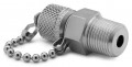 Ralston QTFT-3MS0 Male NPT x Male Quick-Test Adapter with cap and chain, 0.38", stainless steel-