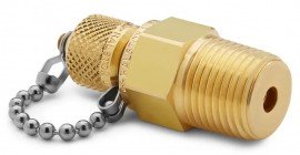 Ralston QTFT-4MB1 Male NPT x Male Quick-test Adapter with check-valve and cap and chain, 0.5&quot;, brass-