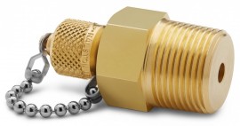 Ralston QTFT-6MB1 Male NPT x Male Quick-Test Adapter with check-valve and cap and chain, 0.75", brass-