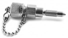 Ralston QTFT-FRS0 DP Transmitter Quick-Test Fitting with cap and chain, <sup>5</sup>&amp;frasl;<sub>16</sub>&amp;quot;-24 UNF male, stainless steel-