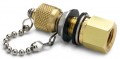 Ralston QTFT-HFBB-2F Female NPT x Male Quick-Test Bulkhead Union Adapter with cap and chain, 0.25", brass-