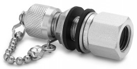 Ralston QTFT-HFSB-2F Female NPT x Male Quick-Test Bulkhead Union Adapter with cap and chain, 0.25&quot;, stainless steel-