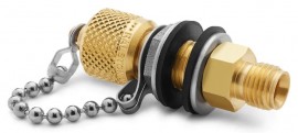 Ralston QTFT-HTBB-2T Tube Fitting x Male Quick-Test Bulkhead Union with cap and chain, 0.25", brass-