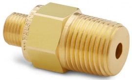 Ralston QTHA-4MB1 Male NPT x Male Quick-Test Adapter with check-valve, 0.5", brass-