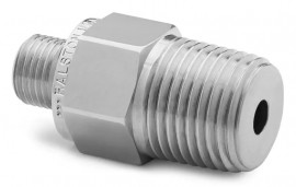 Ralston QTHA-4MS1 Male NPT x Male Quick-Test Adapter with check-valve, 0.5", stainless steel-
