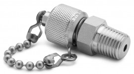 Ralston XTFT-2MS0 Male NPT x Male Quick-Test XT Adapter with cap and chain, 0.25", stainless steel-