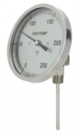 REOTEMP JJ Adjustable Angle Bimetal Thermometer, 5&amp;quot; dial, 50 to 550&amp;deg;F-