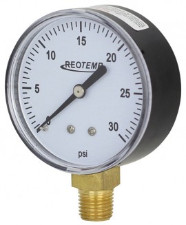 REOTEMP PD25 General Purpose Gauge with bottom mount, 2.5&amp;quot; dial, 0 to 100 psi-