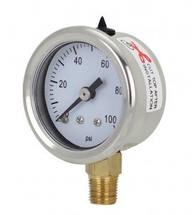 REOTEMP PG20 Industrial Stainless/Brass Gauge, 2&amp;quot;, 0 to 100 psi-