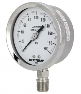 REOTEMP PR40 Heavy-Duty Repairable Stainless Gauge, 4&amp;quot; Hi-Vis dial, 0 to 3000 psi-