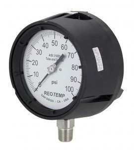 REOTEMP PT45 Industrial Process Gauge with tempered glass, 4.5&amp;quot; dial, 0 to 160 psi-