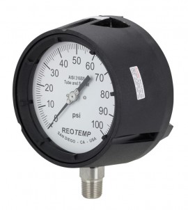 REOTEMP PT45 Industrial Process Gauge with lower back mount, 4.5&amp;quot; dial, 0 to 15 psi-