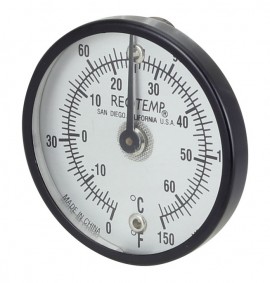 REOTEMP SUR Surface Bimetal Thermometer, 0 to 250&amp;deg;F and -20 to 120&amp;deg;C, 2&amp;quot;-