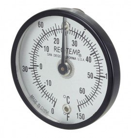 REOTEMP SUR Surface Bimetal Thermometer, 50 to 750&amp;deg;F and 10 to 400&amp;deg;C-