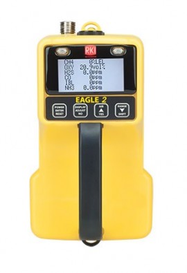 RKI EAGLE 2 Portable Multi-Gas Detector, 100% LEL/volume IR auto-ranging CH<sub>4</sub>/0 to 5% volume IR CO<sub>2</sub>/O<sub>2</sub>/H<sub>2</sub>S-