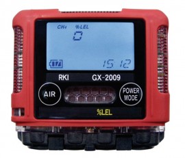 RKI GX-2009 Single-Gas Detector with alligator clip and 115/220 V AC charger, LEL-
