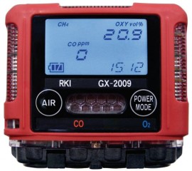 RKI GX-2009 Series Multi-Gas Detector with alligator clip, O<sub>2</sub>/CO-