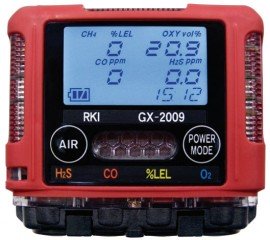 RKI GX-2009 Series Portable Four-Gas Monitor, LEL/O<sub>2</sub>/H<sub>2</sub>S/CO-