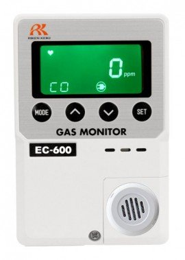 RKI 73-1202-20 EC-600 Carbon Monoxide Monitor, 0 to 150 ppm, 2 AA battery operated with 65.6&#039; remote sensor cable-