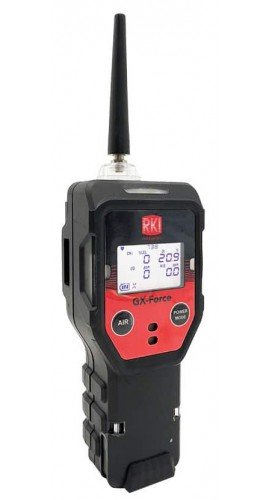 RKI Instruments 72-FR-A-A10 GX-Force Portable Gas Monitor, LEL/O<sub>2</sub>/CO, AC adapter, USB cable, belt clip, rubber nozzle, 5ft hose/probe-