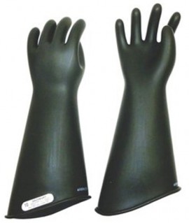 Salisbury E218CB10 Class 2 18 Inch Contoured Black Rubber Glove Size 10-