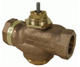 Schneider Electric VB-7313-0-4-09 3-Way Brass Trim Mixing Globe Valve Body with threaded NPT, 1.25&amp;quot;, 20 Cv-