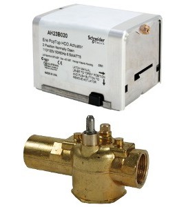 Schneider Electric VT2323H13A020 Erie PopTop General Control Valve with Actuator, 3/4", 2-way, NPT, 3.5CV, brass-