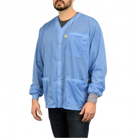 SCS 770105 3-Pocket Dual-Wire Smock Jacket with Knitted Cuffs, 2X, Blue-