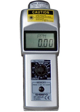 SHIMPO DT205LR Combination LCD Tachometer with laser sensor and contact adapter, 6&quot;-