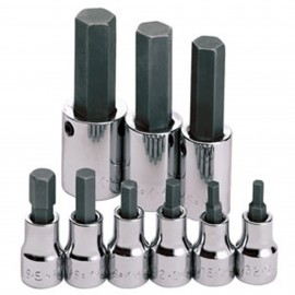 SK Tools 19733 Hex Bit Socket Set, 3/8" and 1/2" Drive, 9-pack, 5/32" to 5/8"-