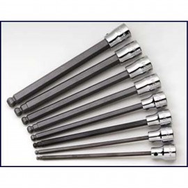 SK Tools 19748 Long Ball Head Hex Bit Socket Set, 3/8" drive, 8-pack metric-