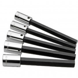SK Tools 41255 Hex Bit Socket Set, 1/2" drive, 5-pack fractional long-