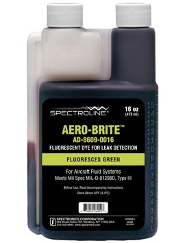 Spectroline NDT AD-8609-0016 Aero-Brite Universal Fluorescent Leak Detection Dye, 16oz-