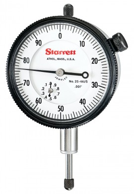 Starrett 25-441/5J Dial Indicator, 0 to 0.5&quot; range, 0 to 100 reading-