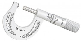 Starrett 577XP Rounded Anvil Micrometer, 0 to 1" range, 0.001" graduations-