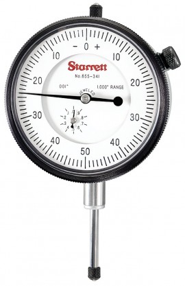 Starrett 655-341J Dial Indicator, 0 to 1" range, 0 to 50 to 0-