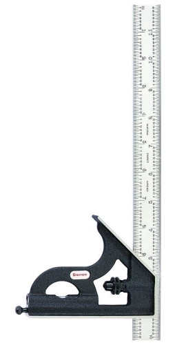 Starrett C11H-12-4R Combination Square with Square Head, 12&amp;quot;, Satin Chrome Finish-