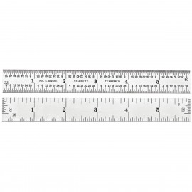 Starrett C304SRE-6 Semi-Flexible Steel Rule with Inch Graduations, 4R Style Graduations, 6" Length, 3/4" Width, 1/50" Thickness -