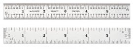 Starrett C604RE-6 Spring-Tempered Steel Rule, 6&amp;quot; with inch graduations-