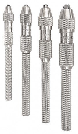 Starrett S162Z 4-Piece Pin Vise Set, 0 to 0.187" range-