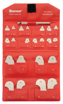 Starrett S167MCHZ Radius Gauge Set, 0.5 to 7 mm, 8 to 15 mm-