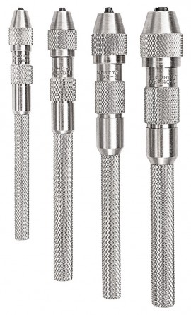 Starrett S240Z 4-Piece Pin Vise Set, 0.01 to 0.2" range-