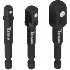 Titan 12002 Impact Socket Adapter and Magnetic Bit Holder, 1/4&amp;quot; hex shank, 4-piece-