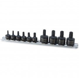 Titan 16143 Stubby Impact Bit Socket Set, tamper-resistant, 10-piece-