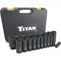 Titan 42319 Impact Socket Set, 1/2&amp;quot; drive, 19-Piece SAE deep-