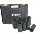 Titan 44600 Metric Deep Impact Socket Set, 3/4&amp;quot; drive, 8-piece-