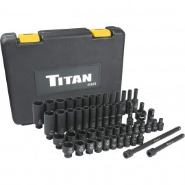Titan 46053 Combination Impact Socket Set, 1/4&amp;quot; drive, 53-piece-