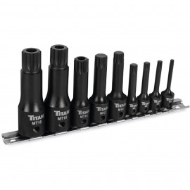 Titan 49009 XZN Triple Square Impact Bit Socket Set, 9-piece, extra-long-