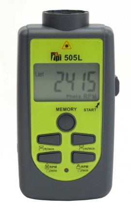 TPI 505L Digital Laser/Contact Hand Tachometer, 6 to 30,000RPM-